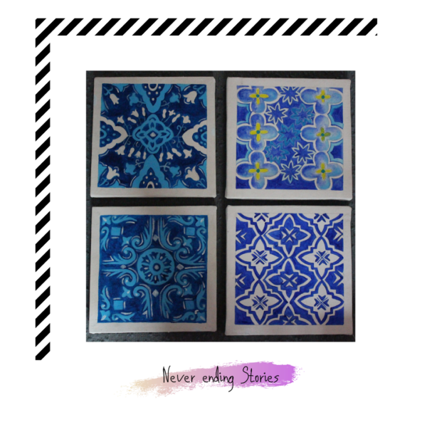 Moroccan tile pattern paintings